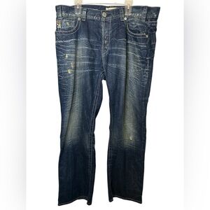 MEK Distressed Embellished Pocket Harbin Bootcut Denim Jeans